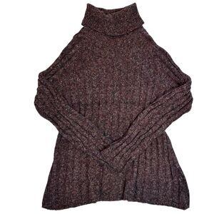 Women's Pullover Multi Color Purple Turtle Mock Neck Long Sleeve Sweater Size L